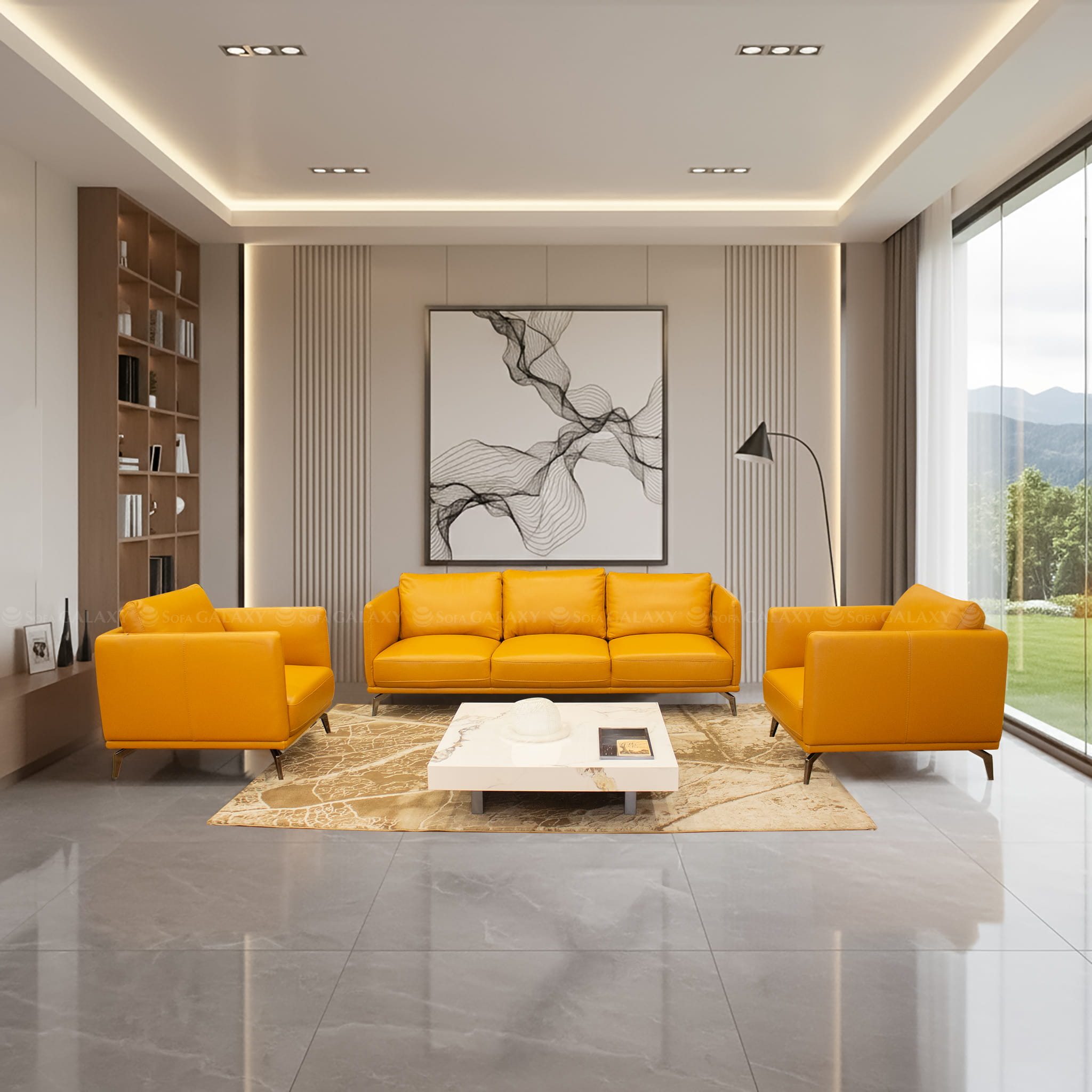 Bộ Sofa Adder nhập khẩu Malaysia màu vàng gold