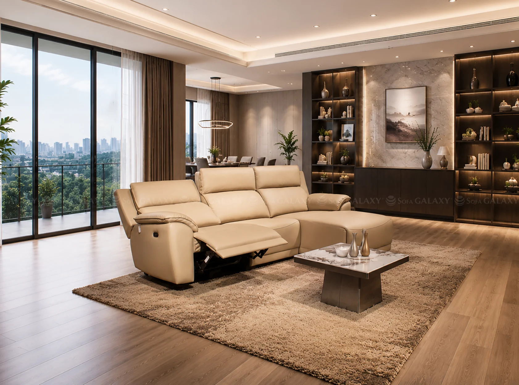 Sofa da bò Emilio chỉnh điện thư giãn nhập khẩu thương hiệu Trenzol
