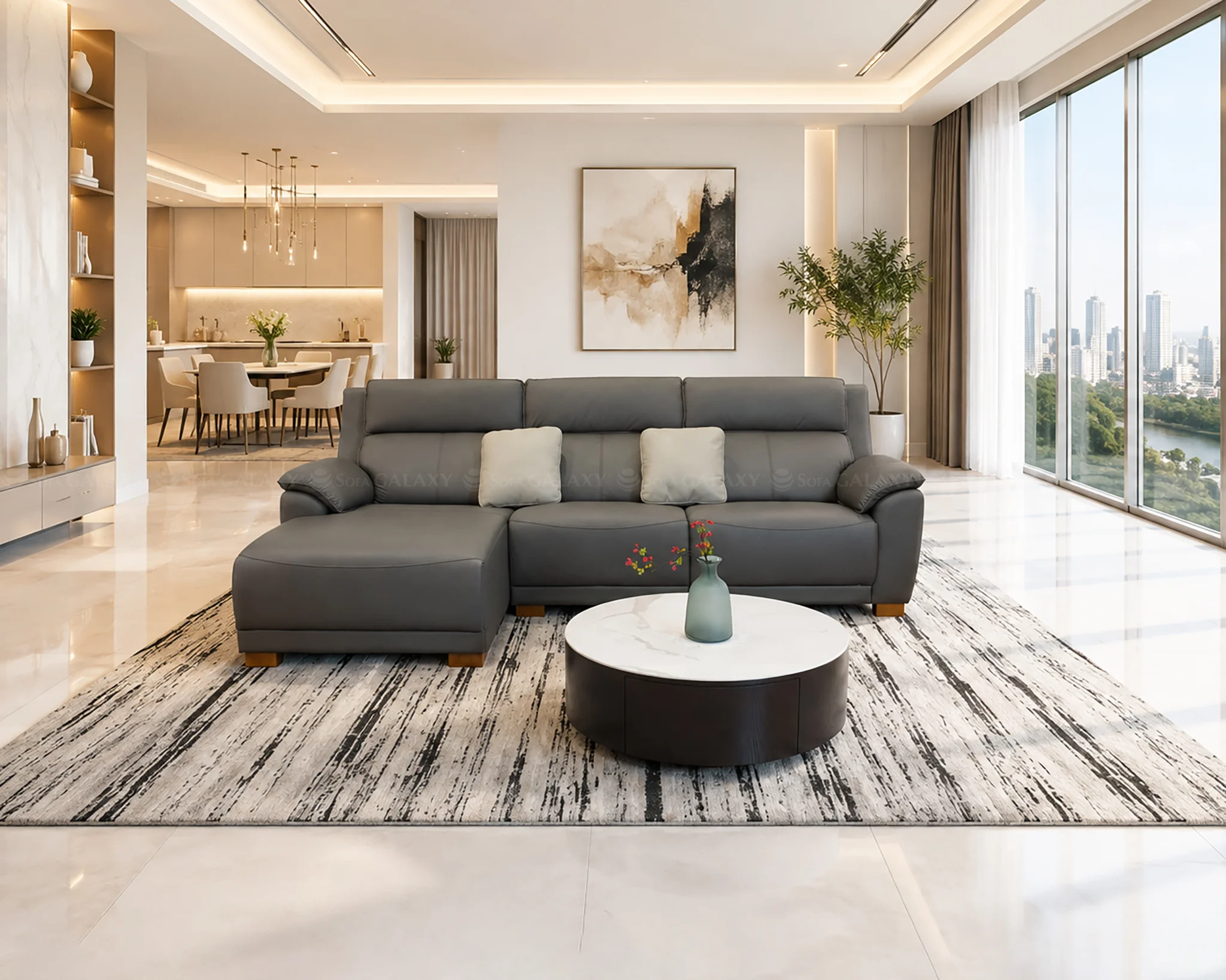 Sofa Emilio màu xám đậm, sofa nhập khẩu Malaysia