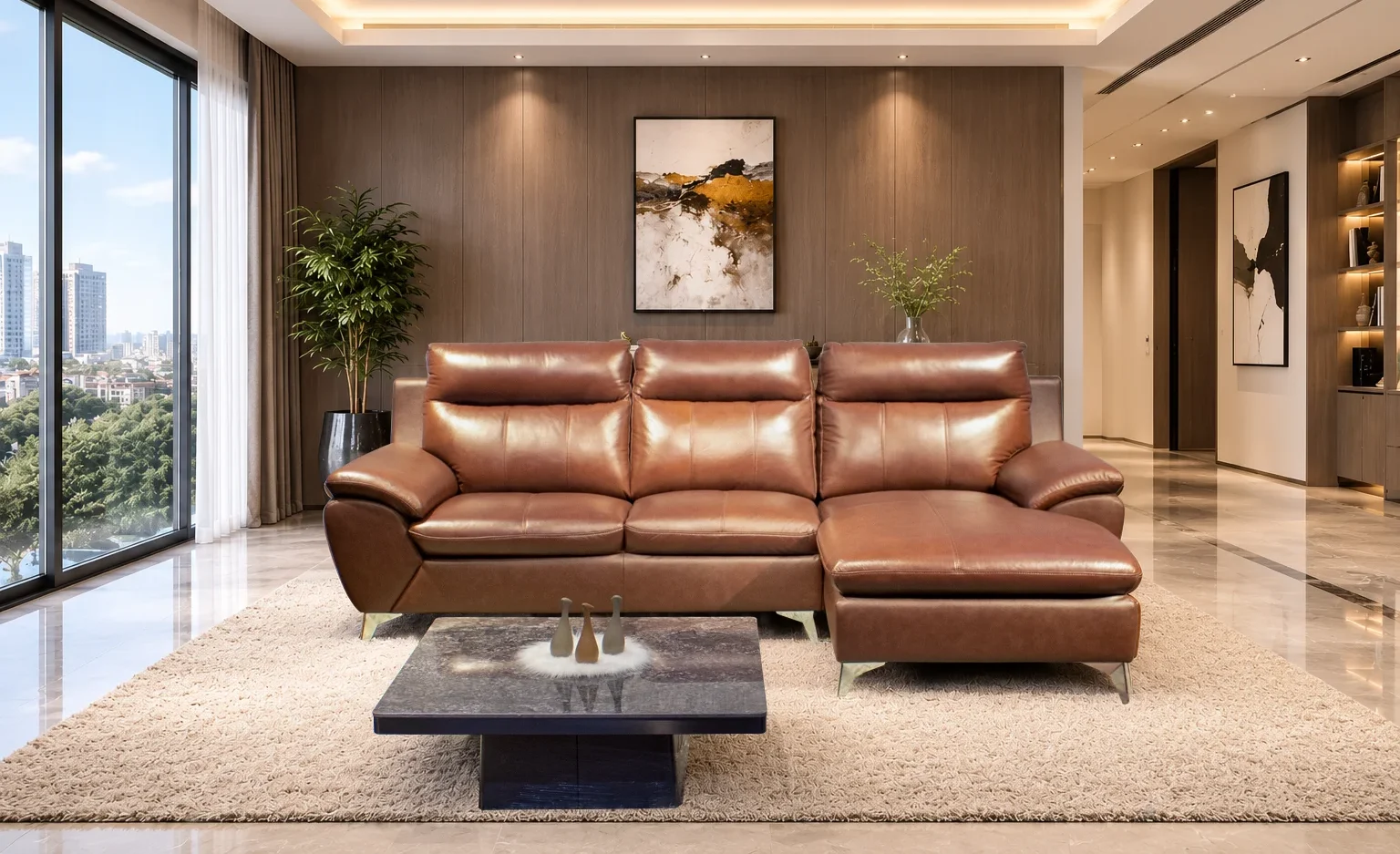 Banner sofa da bò nhập khẩu Salorn