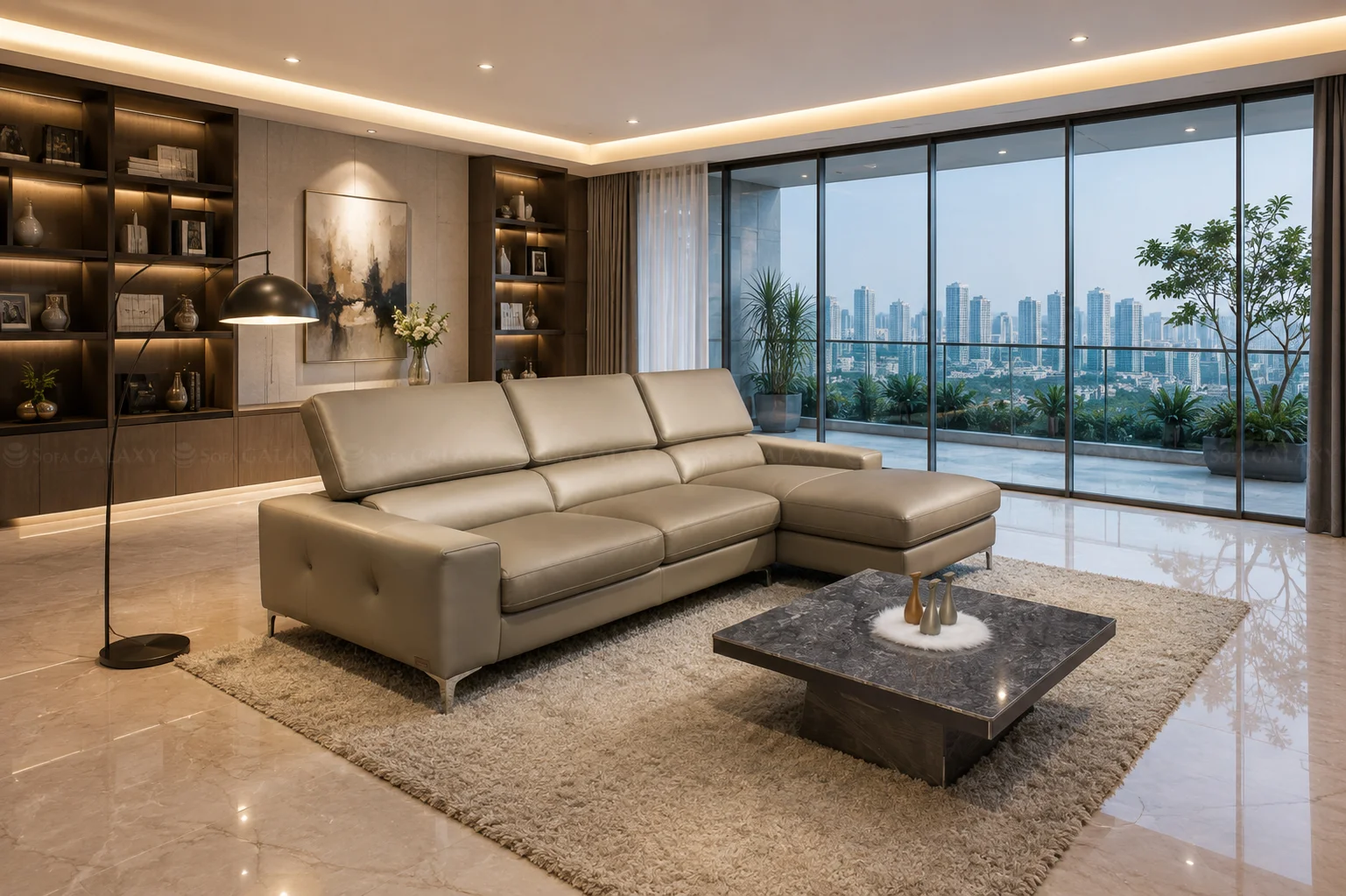 Sofa Góc Love sofa da bò nhập khẩu Ý 100% góc chụp nghiêng