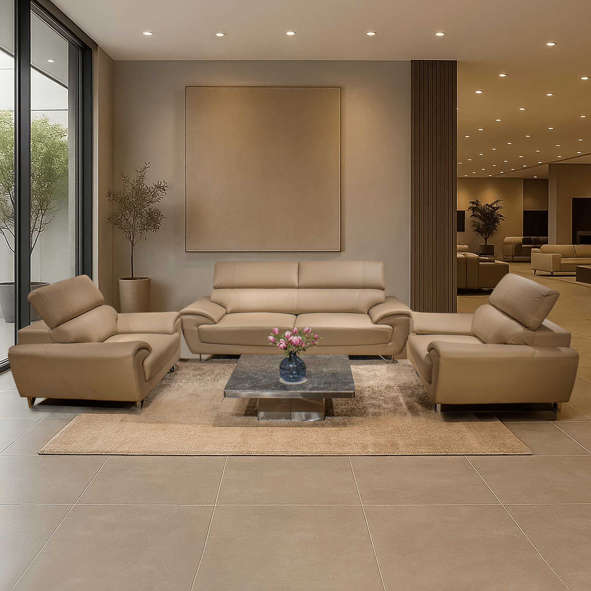 Bộ Sofa băng Vichy màu be sang trọng, nhập khẩu Malaysia